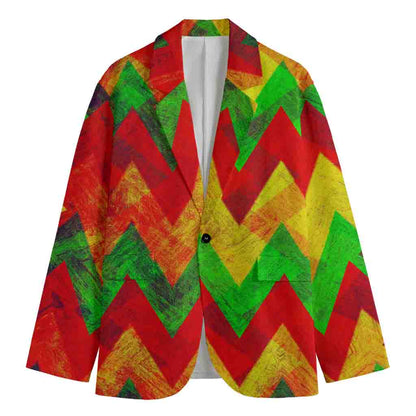 Zig Zag Reggae Pattern Print Men's Cotton Blazer