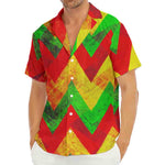 Zig Zag Reggae Pattern Print Men's Deep V-Neck Shirt