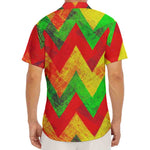 Zig Zag Reggae Pattern Print Men's Deep V-Neck Shirt