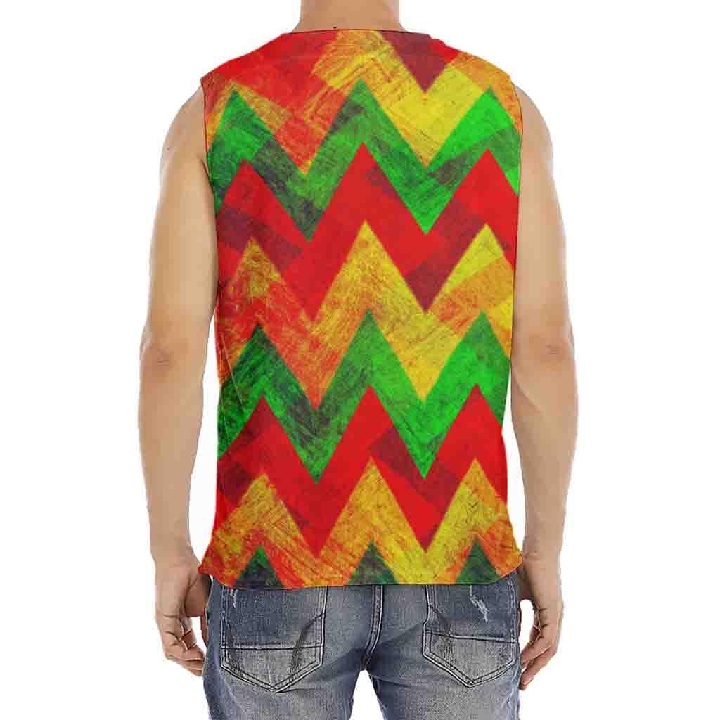 Zig Zag Reggae Pattern Print Men's Fitness Tank Top