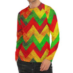 Zig Zag Reggae Pattern Print Men's Long Sleeve Rash Guard