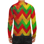 Zig Zag Reggae Pattern Print Men's Long Sleeve Rash Guard