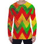 Zig Zag Reggae Pattern Print Men's Long Sleeve T-Shirt
