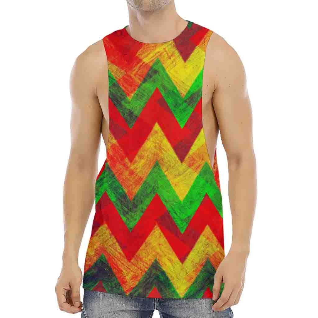 Zig Zag Reggae Pattern Print Men's Muscle Tank Top