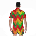 Zig Zag Reggae Pattern Print Men's Rompers