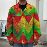 Zig Zag Reggae Pattern Print Men's Shirt Jacket