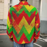 Zig Zag Reggae Pattern Print Men's Shirt Jacket