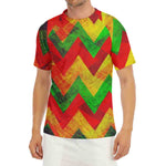 Zig Zag Reggae Pattern Print Men's Short Sleeve Rash Guard