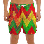 Zig Zag Reggae Pattern Print Men's Split Running Shorts