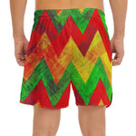 Zig Zag Reggae Pattern Print Men's Split Running Shorts