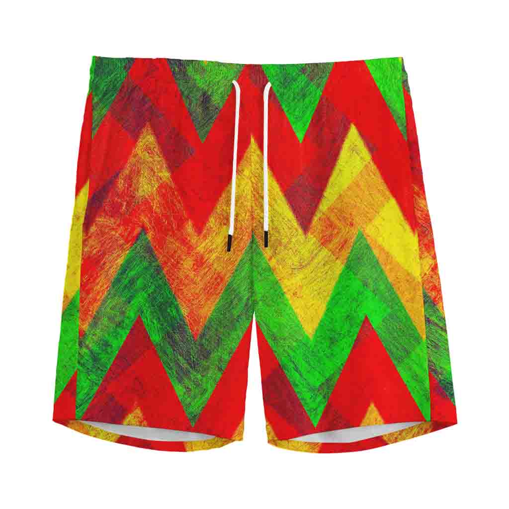 Zig Zag Reggae Pattern Print Men's Sports Shorts