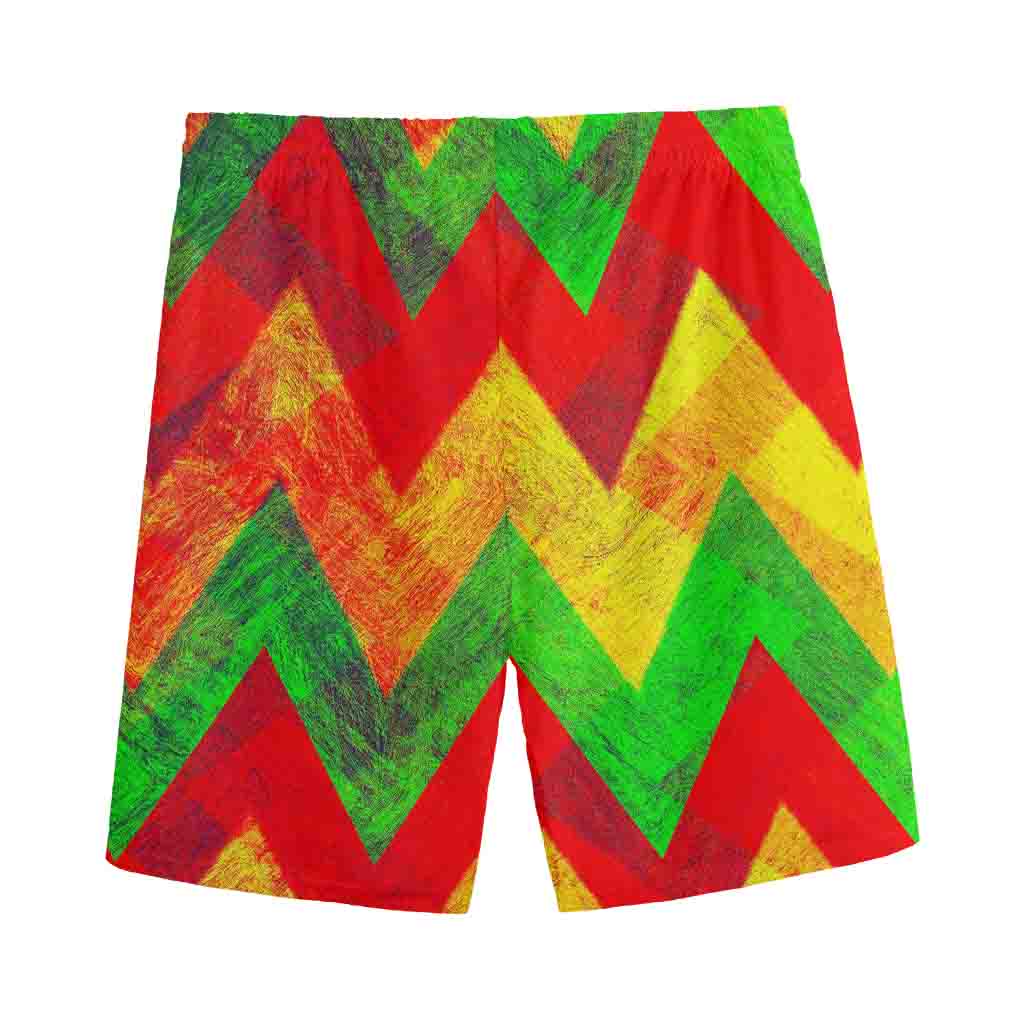 Zig Zag Reggae Pattern Print Men's Sports Shorts