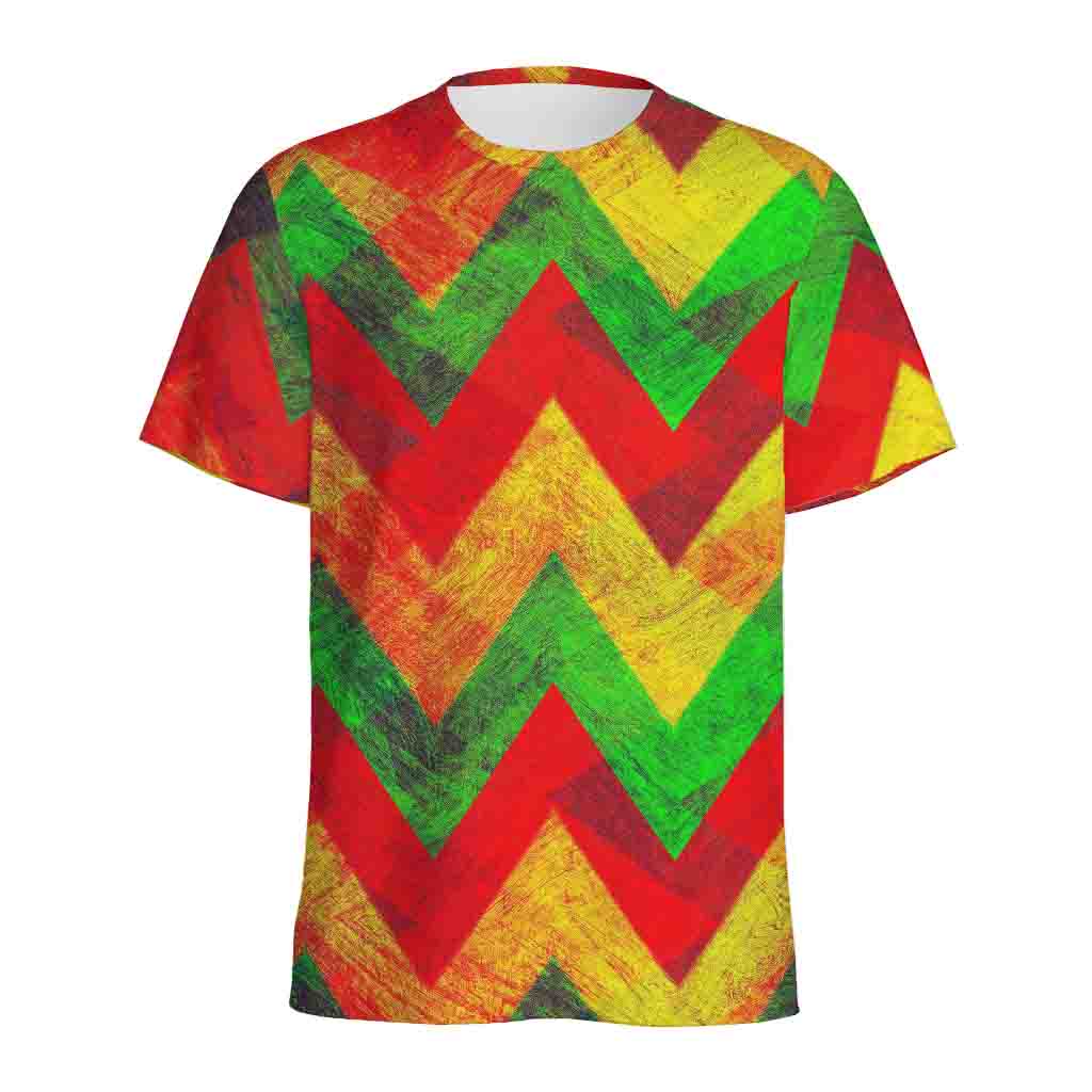 Zig Zag Reggae Pattern Print Men's Sports T-Shirt