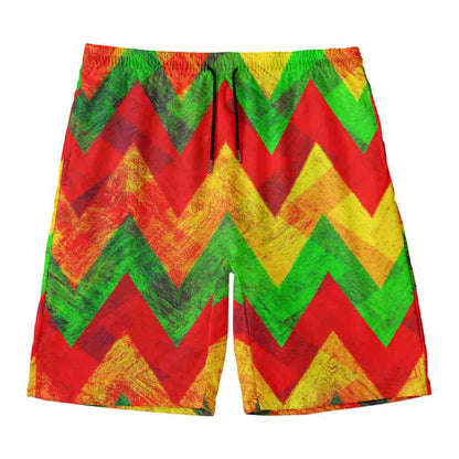 Zig Zag Reggae Pattern Print Men's Swim Trunks