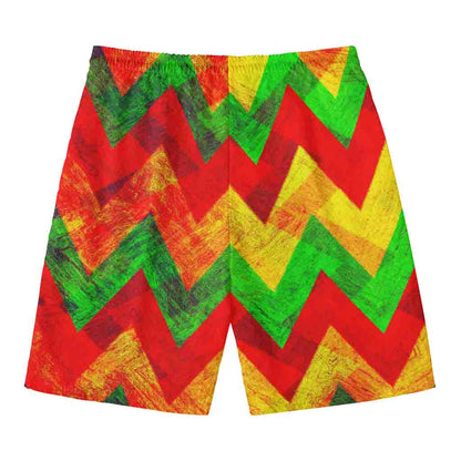 Zig Zag Reggae Pattern Print Men's Swim Trunks