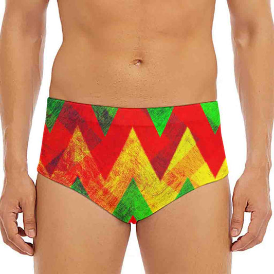 Zig Zag Reggae Pattern Print Men's Triangle Swim Briefs