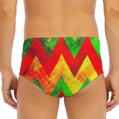 Zig Zag Reggae Pattern Print Men's Triangle Swim Briefs