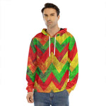 Zig Zag Reggae Pattern Print Men's Velvet Pullover Hoodie
