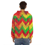 Zig Zag Reggae Pattern Print Men's Velvet Pullover Hoodie