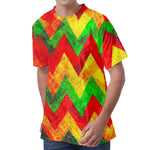 Zig Zag Reggae Pattern Print Men's Velvet T-Shirt