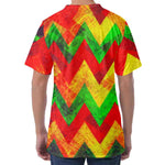 Zig Zag Reggae Pattern Print Men's Velvet T-Shirt