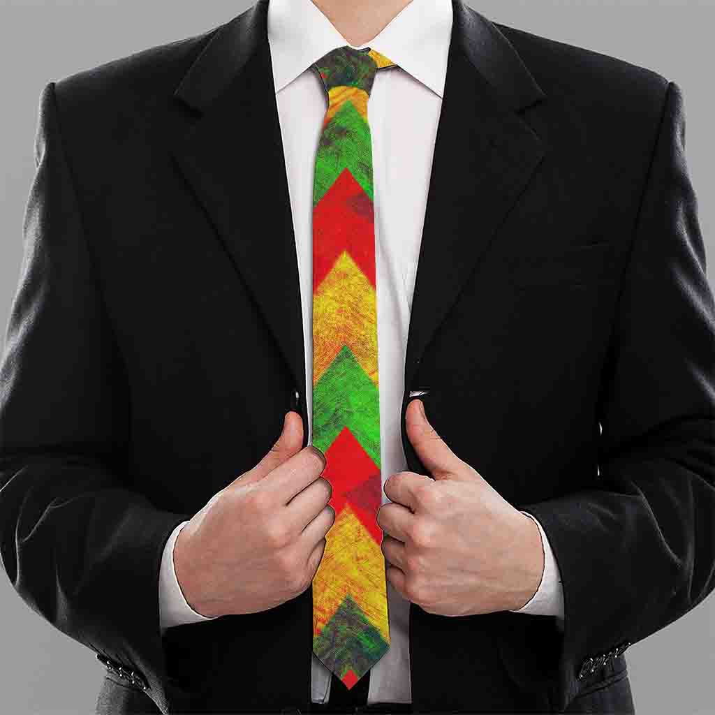 Zig Zag Reggae Pattern Print Necktie