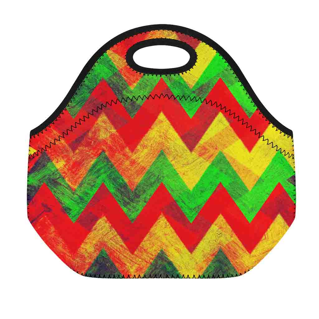 Zig Zag Reggae Pattern Print Neoprene Lunch Bag