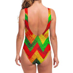 Zig Zag Reggae Pattern Print One Piece Swimsuit