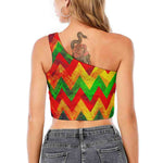 Zig Zag Reggae Pattern Print One Shoulder Crop Top