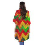 Zig Zag Reggae Pattern Print Open Front Beach Cover Up