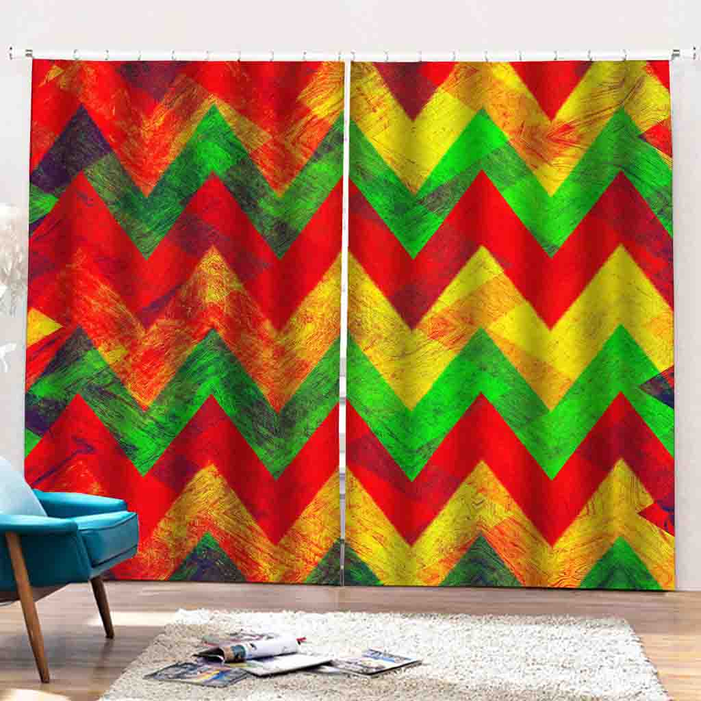 Zig Zag Reggae Pattern Print Pencil Pleat Curtains