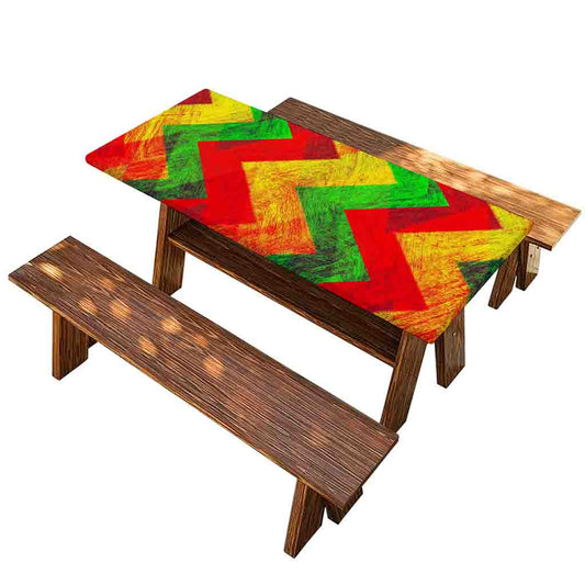 Zig Zag Reggae Pattern Print Picnic Table Cover