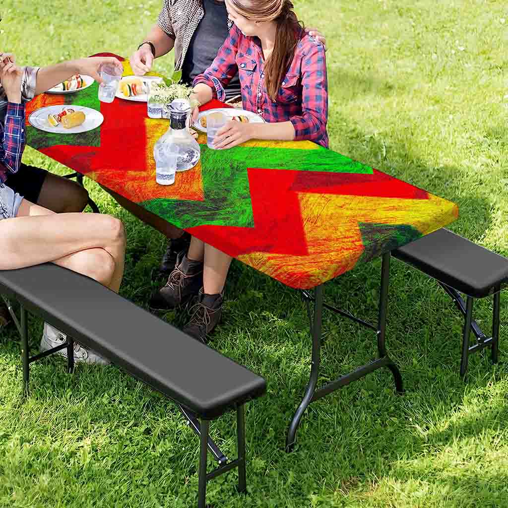 Zig Zag Reggae Pattern Print Picnic Table Cover