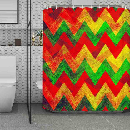 Zig Zag Reggae Pattern Print Polyester Shower Curtain