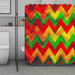 Zig Zag Reggae Pattern Print Polyester Shower Curtain