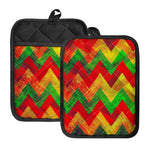Zig Zag Reggae Pattern Print Pot Holders With Pocket