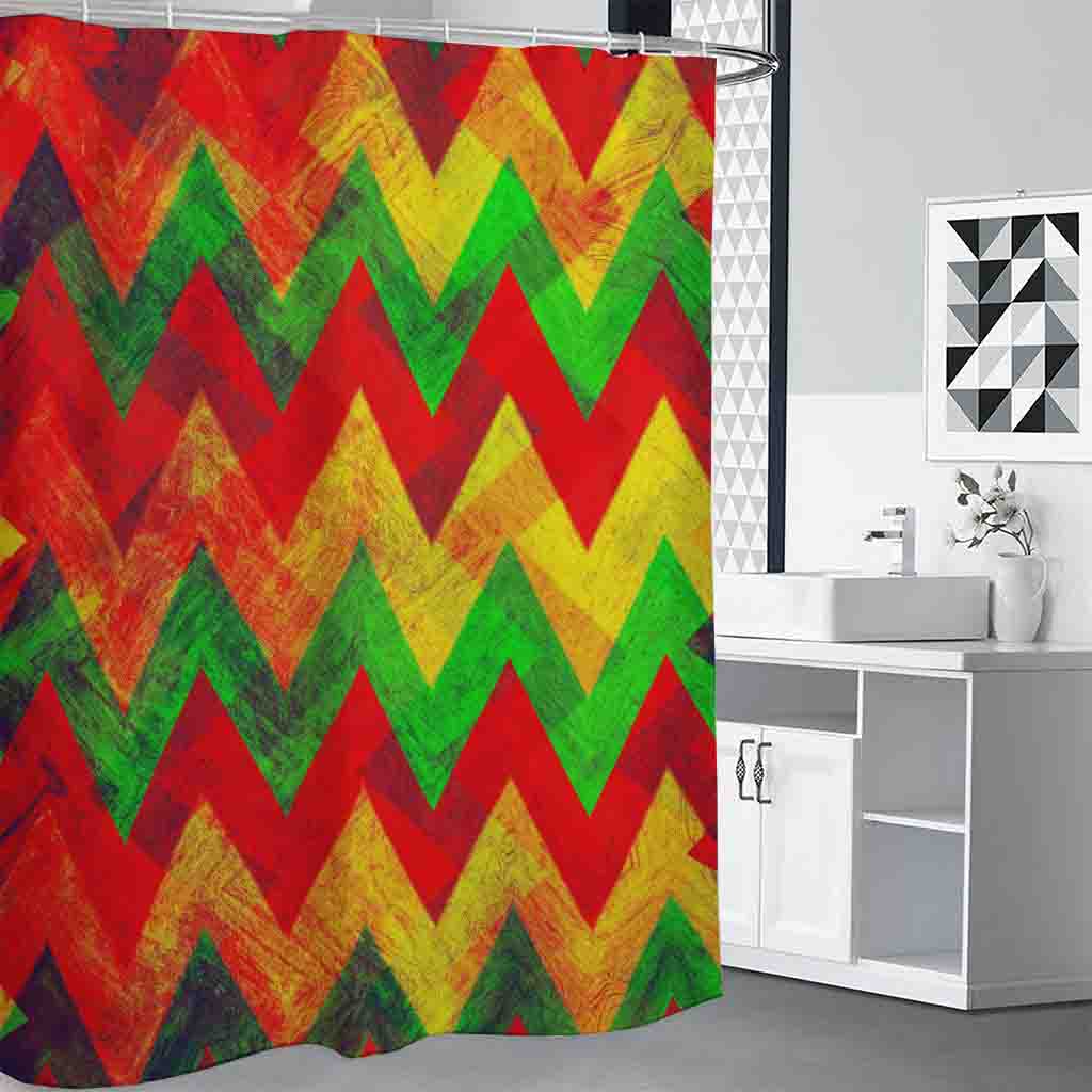 Zig Zag Reggae Pattern Print Premium Shower Curtain