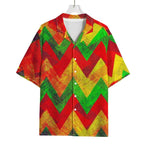 Zig Zag Reggae Pattern Print Rayon Hawaiian Shirt