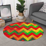 Zig Zag Reggae Pattern Print Round Rug