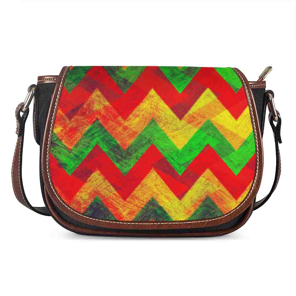 Zig Zag Reggae Pattern Print Saddle Bag