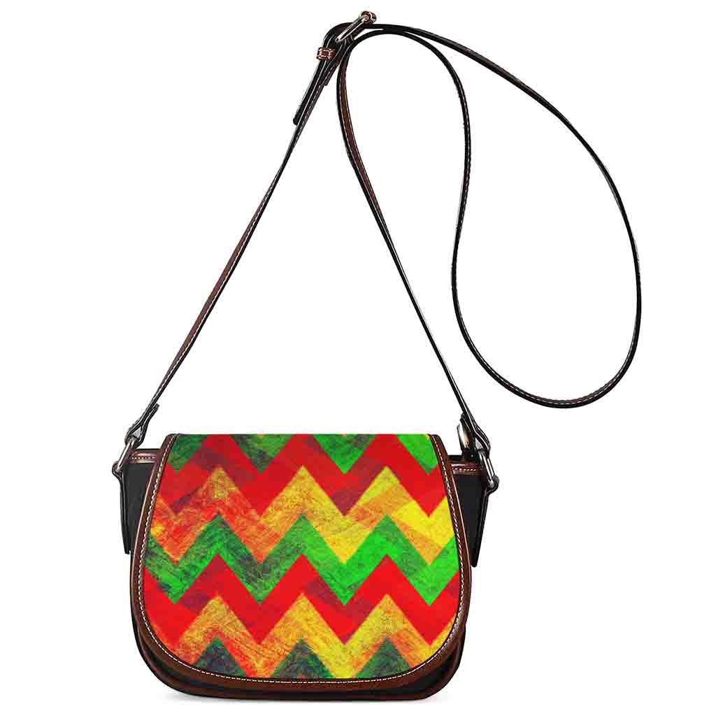 Zig Zag Reggae Pattern Print Saddle Bag