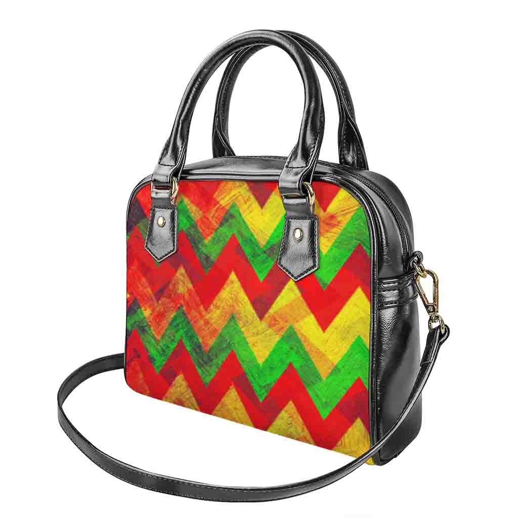 Zig Zag Reggae Pattern Print Shoulder Handbag