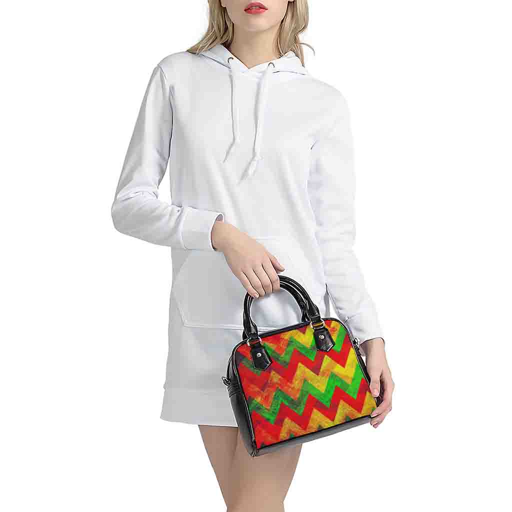 Zig Zag Reggae Pattern Print Shoulder Handbag