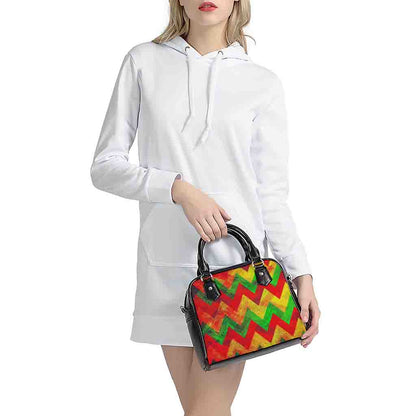 Zig Zag Reggae Pattern Print Shoulder Handbag