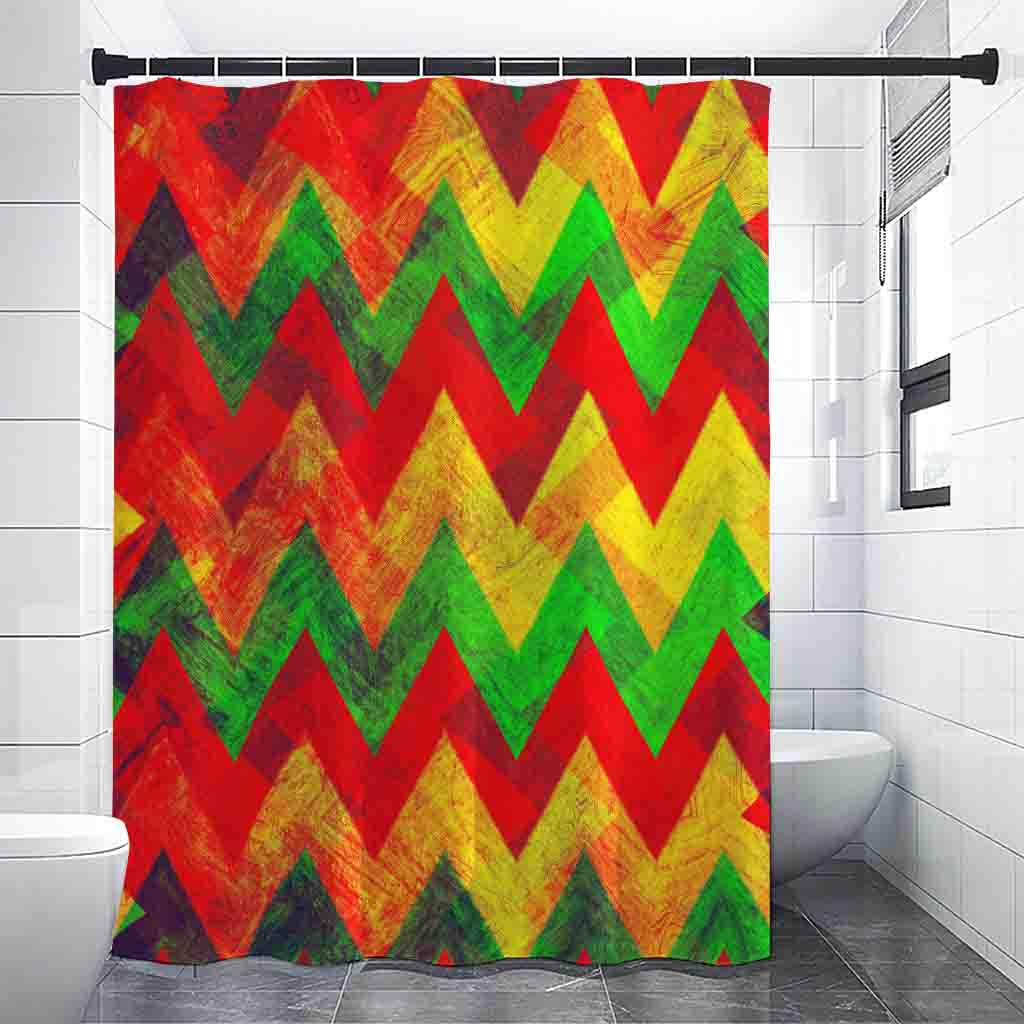 Zig Zag Reggae Pattern Print Shower Curtain