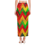 Zig Zag Reggae Pattern Print Side Slit Maxi Skirt