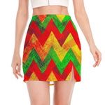 Zig Zag Reggae Pattern Print Side Slit Mini Skirt