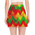 Zig Zag Reggae Pattern Print Side Slit Mini Skirt