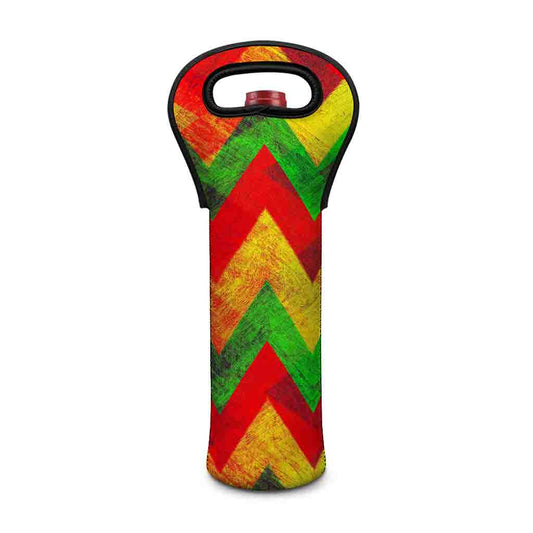Zig Zag Reggae Pattern Print Single Neoprene Wine Tote