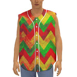 Zig Zag Reggae Pattern Print Sleeveless Baseball Jersey